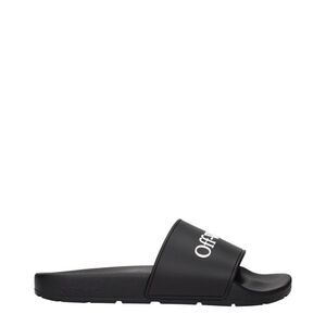 Off-White Black Cotton Slippers Women's Sandals